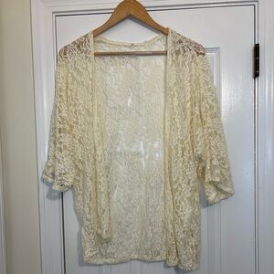 Ivory Lace Mid Length Sleeve Women’s Cardigan - Small/Medium